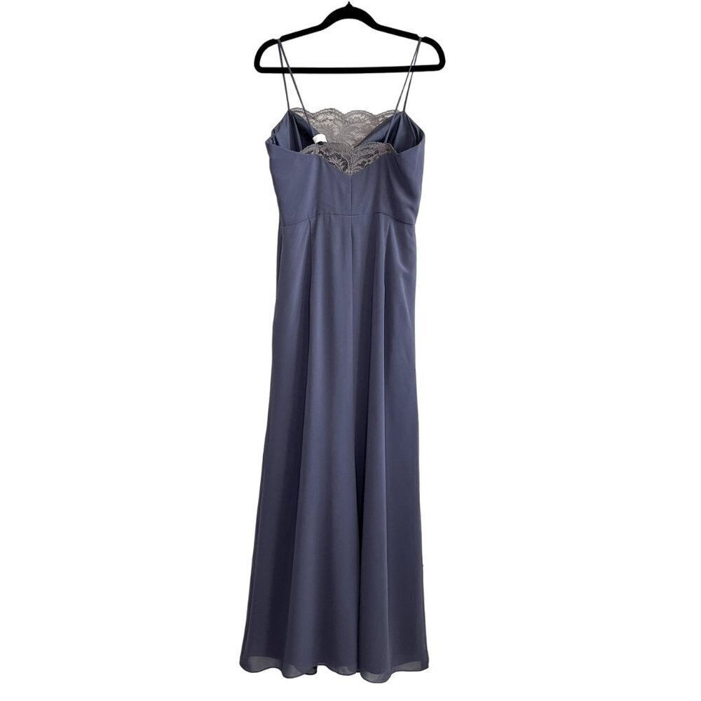 JENNY YOO Charcoal Gray Evening Maxi Dress with Spaghetti Straps Size 10 - Picture 2 of 12